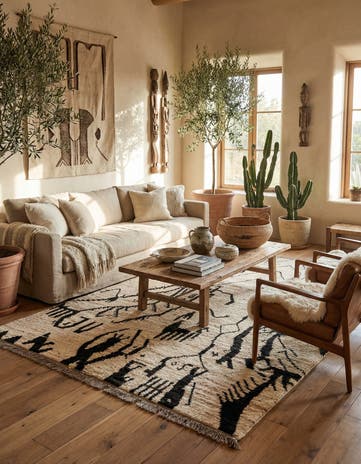 6' 8 x 9' 5 Hand Knotted Moroccan Wool Rug