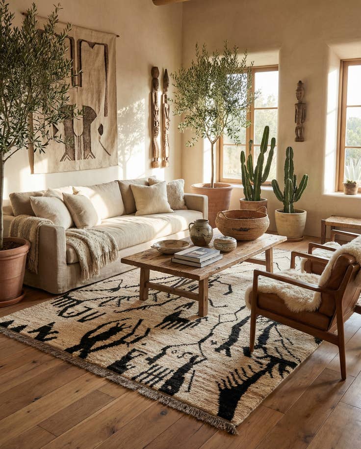 Detail image of 6' 8 x 9' 5 Hand Knotted Moroccan Wool Rug