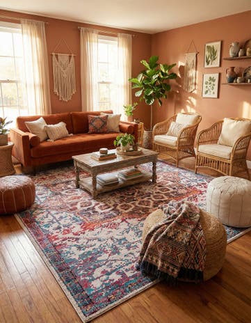 Ivory Orange Washable Francesca Rug