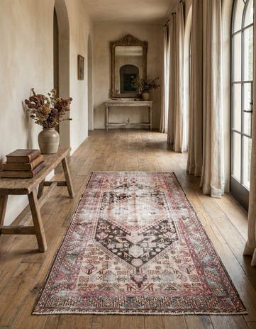 4' 4 x 7' 4 Hand Knotted Ultra Vintage Persian Wool Runner Rug