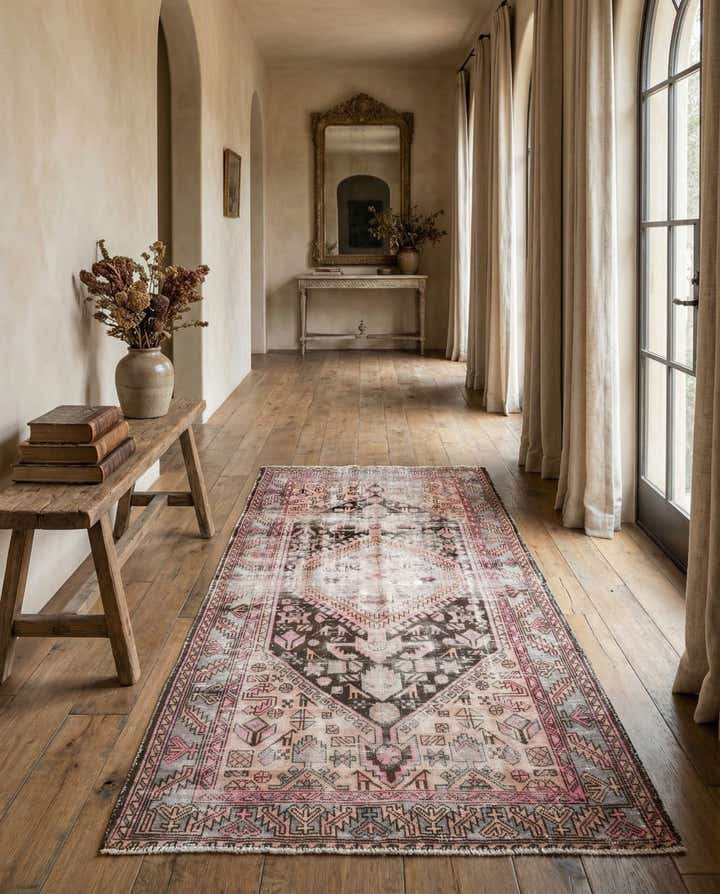 4' 4 x 7' 4 Hand Knotted Ultra Vintage Persian Wool Runner Rug