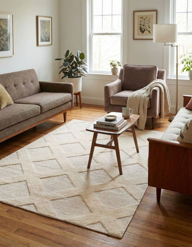 Detail image of  3' 1 x 5' 1  Hand Woven Lattice Wool Rug