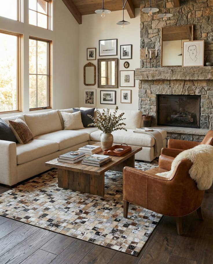 Detail image of 5' x 7' 3 Cowhide Stocks Rug