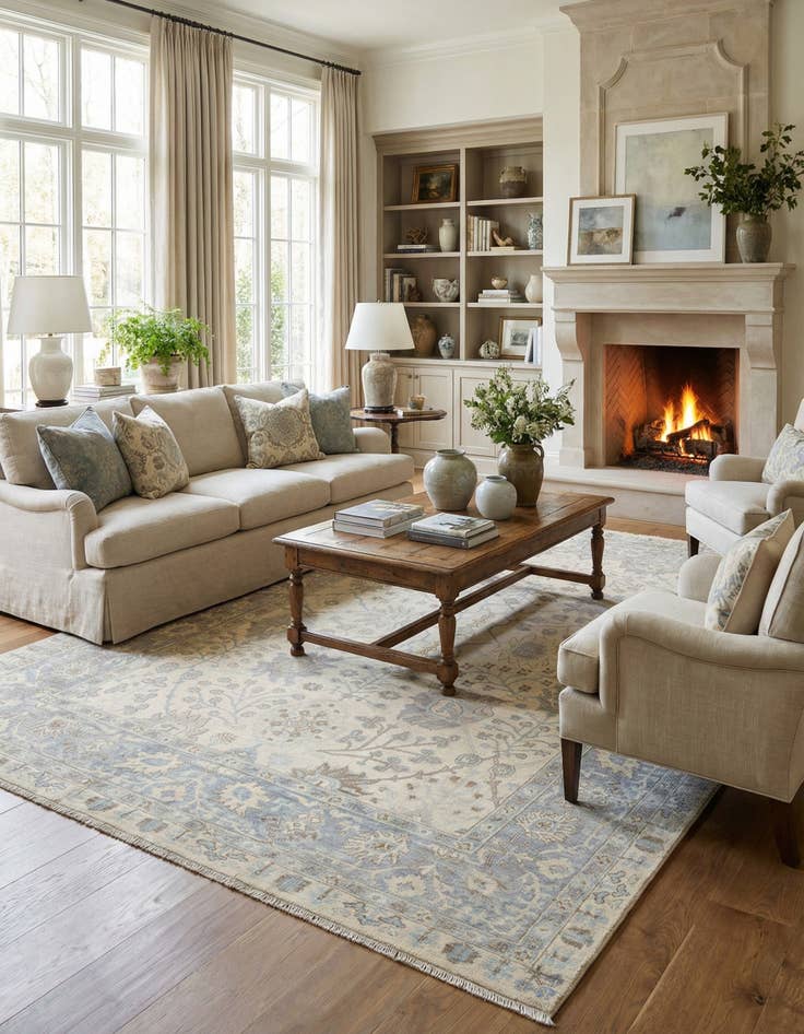 Detail image of 9' 1 x 12' 1  Hand Knotted Oushak Rug