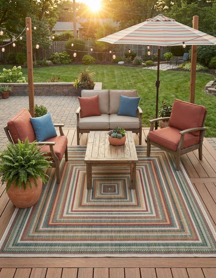 Detail image of 6' x 6'  Washable Baja Indoor / Outdoor Square Rug