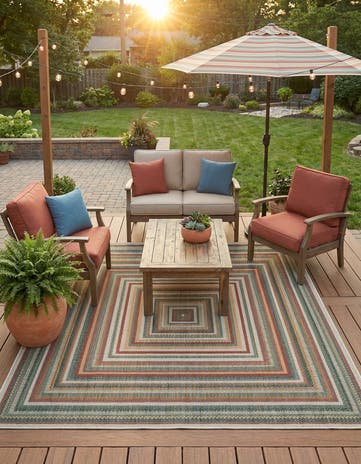 6' x 6' Easy-Clean Baja Indoor / Outdoor Square Rug