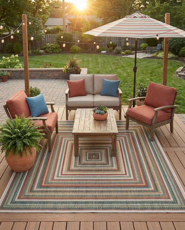 6' x 6' Easy-Clean Baja Indoor / Outdoor Square Rug