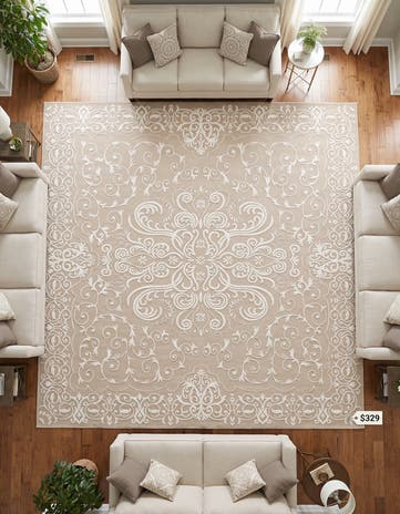 Beige Nepal Square Rug