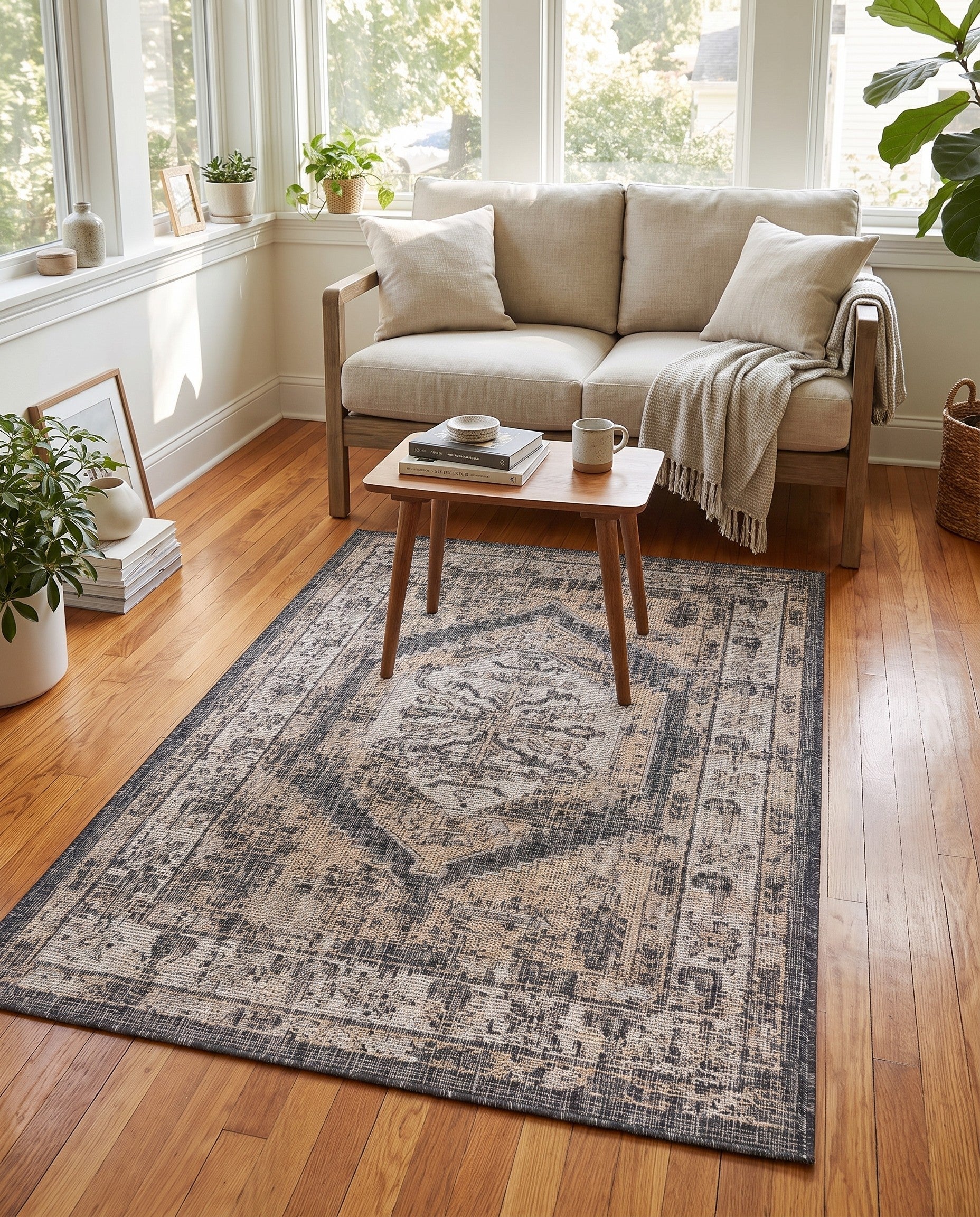 4' x 6' Easy-Clean Traditional Indoor / Outdoor Rug