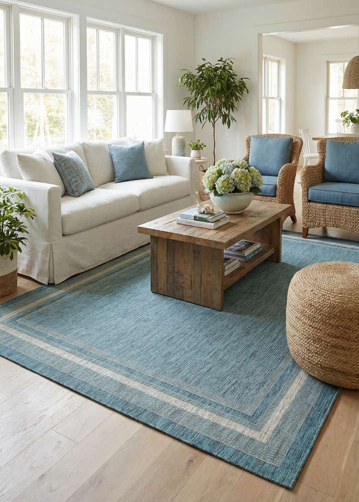 7' 10 x 11' Easy-Clean Border Indoor / Outdoor Rug