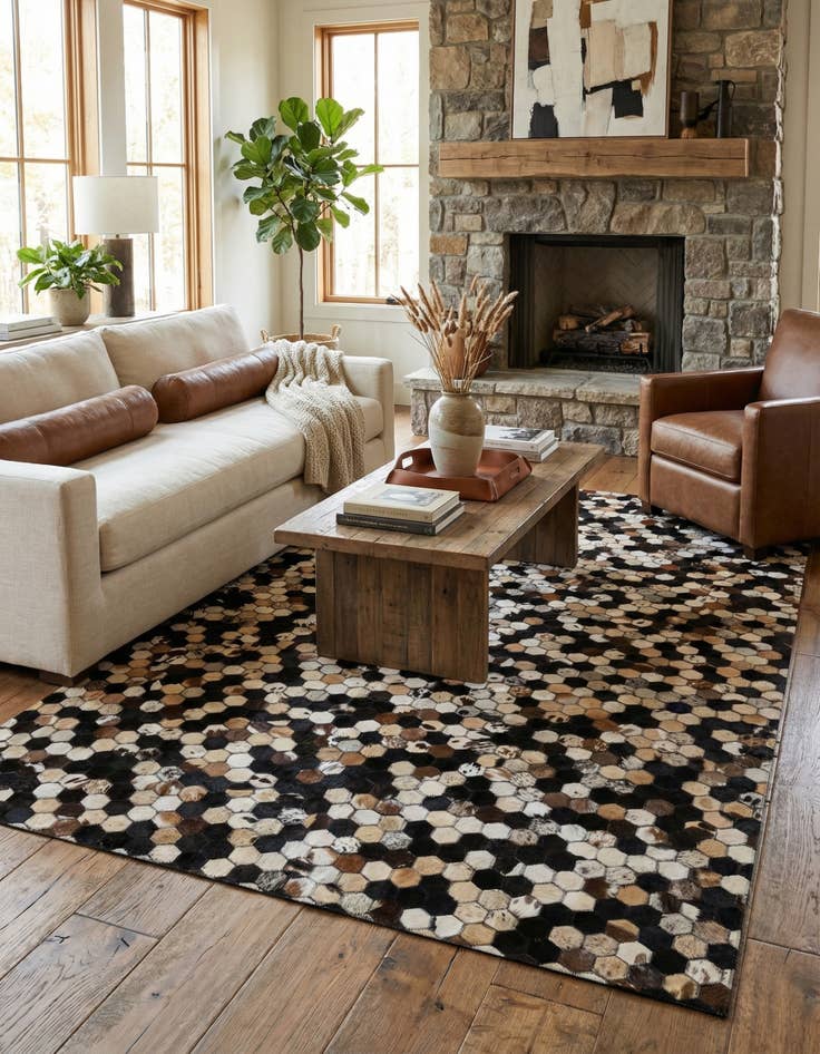 Detail image of  5' x 8' Cowhide - Patchwork Rug
