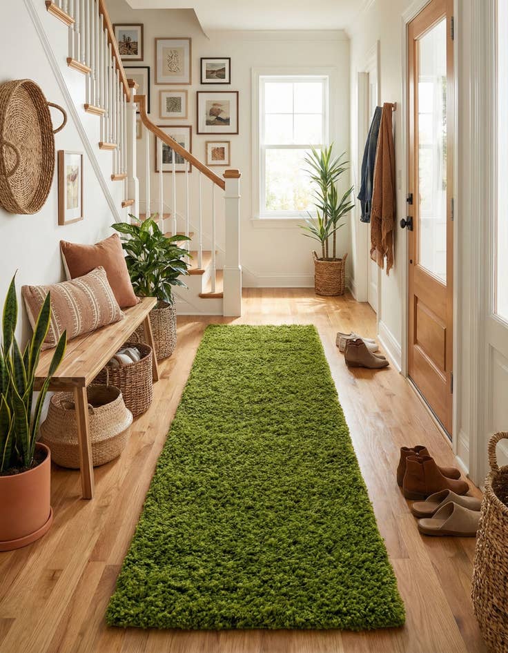 Detail image of  2' 7 x 13' Solid Shag Runner Rug