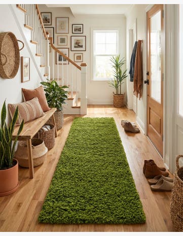 2' 7 x 13' Solid Shag Runner Rug