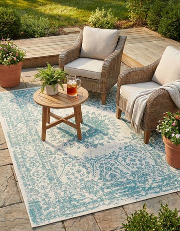 5' 3 x 8' Easy-Clean Traditional Indoor / Outdoor Rug
