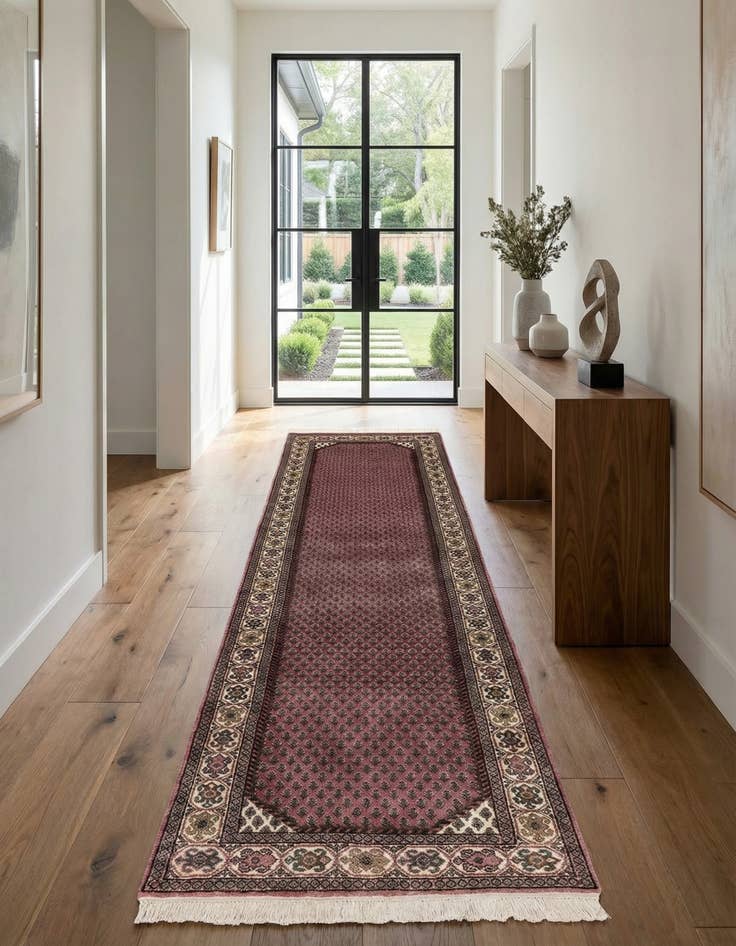 Detail image of 2' 7 x 10'  Hand Knotted Mir Wool Runner Rug