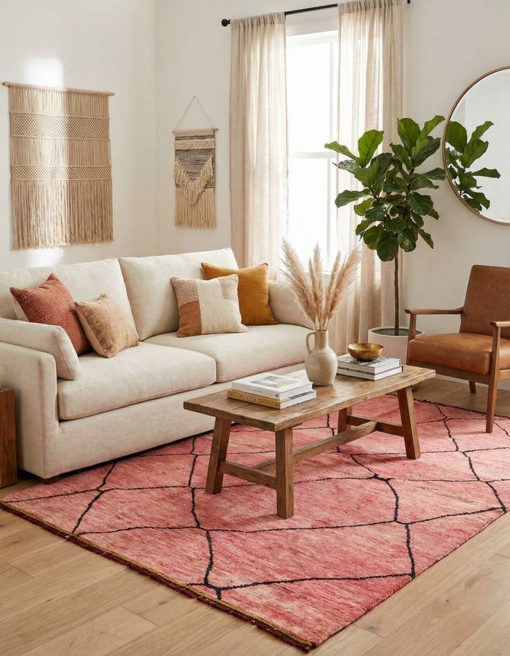 Detail image of 5' 10 x 7' 9 Hand Knotted Moroccan Wool Rug