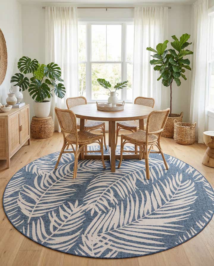 10' 8 x 10' 8 Easy-Clean Botanical Indoor / Outdoor Round Rug