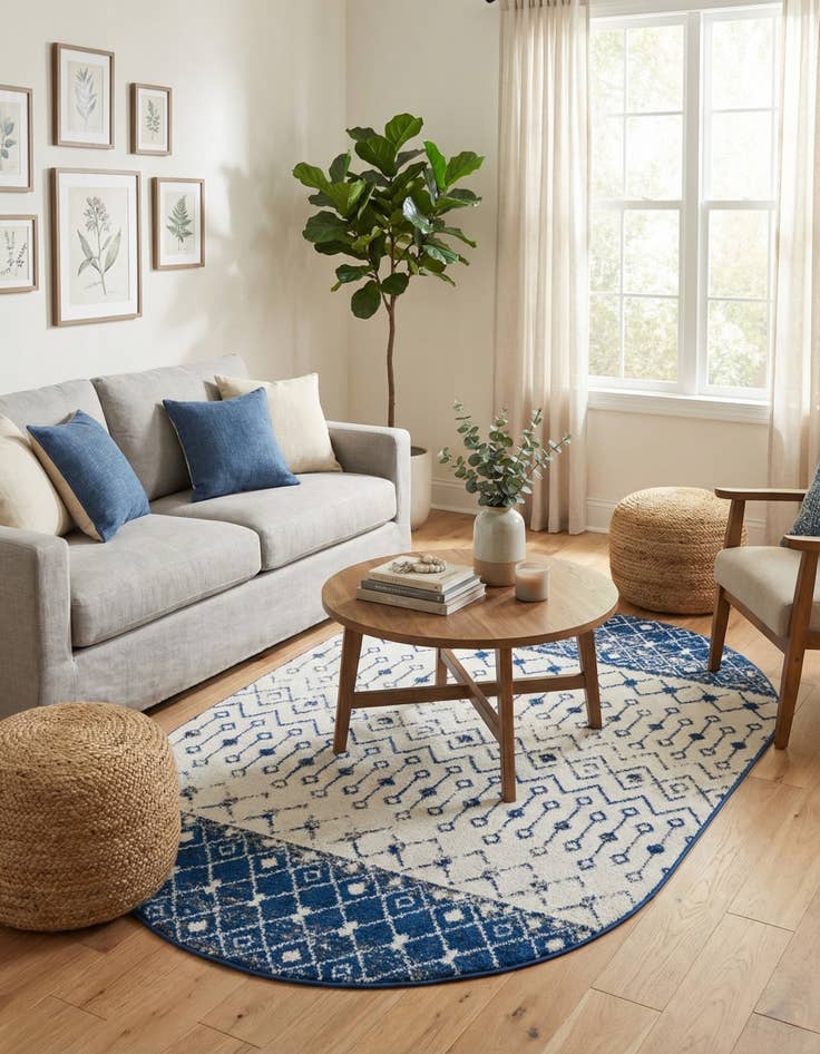 Detail image of 5' 3 x 8' Moroccan Trellis Oval Rug