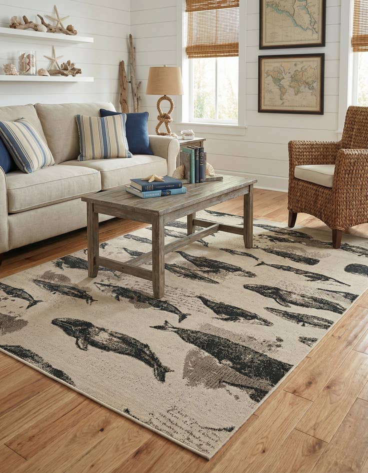 Detail image of 5' x 8'  Washable Coastal Indoor / Outdoor Rug