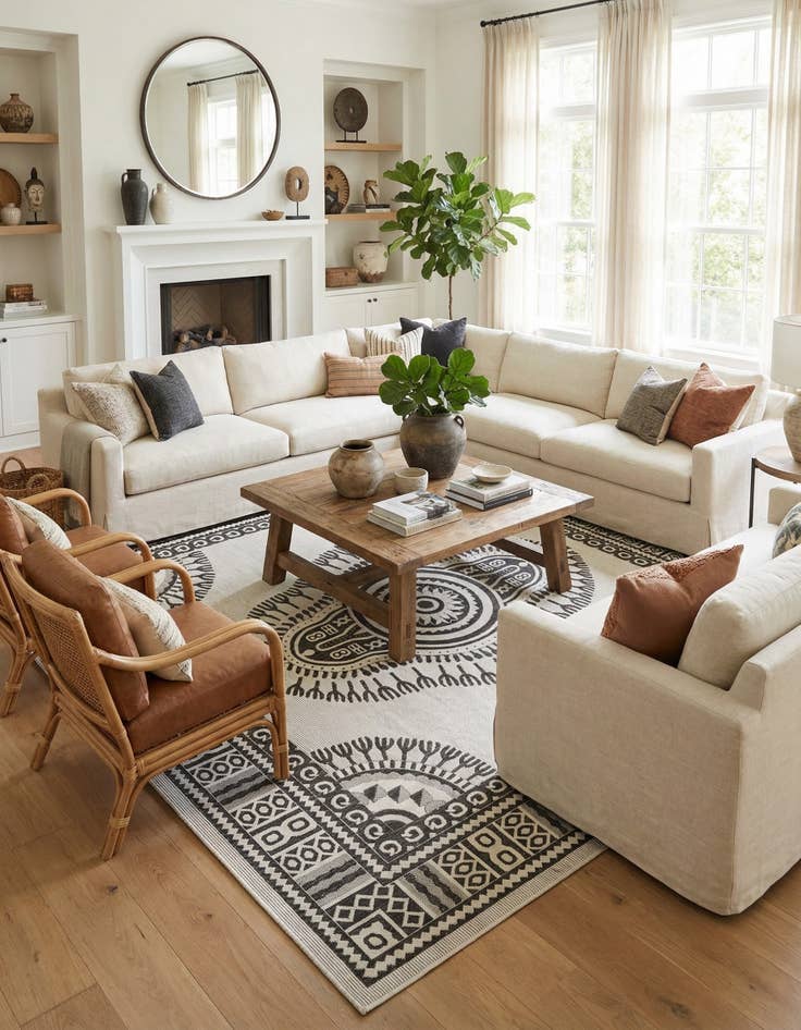 Detail image of  12' x 12'  Washable Traditional Indoor / Outdoor Square Rug