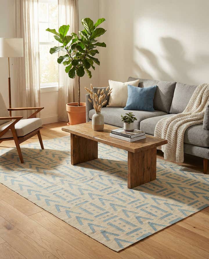 5' x 6' 6 Hand Woven Kilim Modern Wool Rug