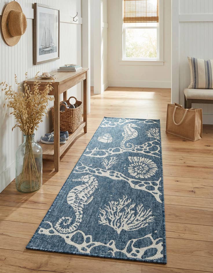 Detail image of  2' x 5' 3  Washable Coastal Indoor / Outdoor Runner Rug