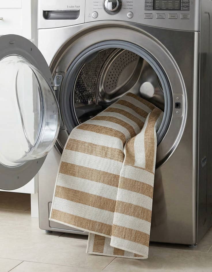 Detail image of 3' x 6'  Washable Striped Indoor / Outdoor Hearth Rug