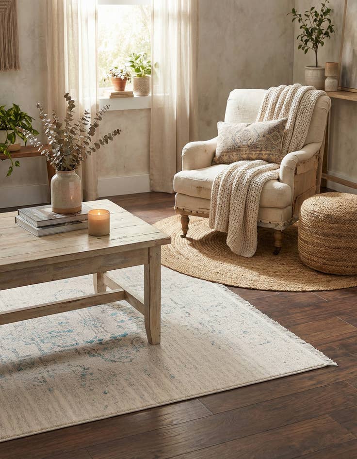 Detail image of 4' x 4' New Vintage Square Rug