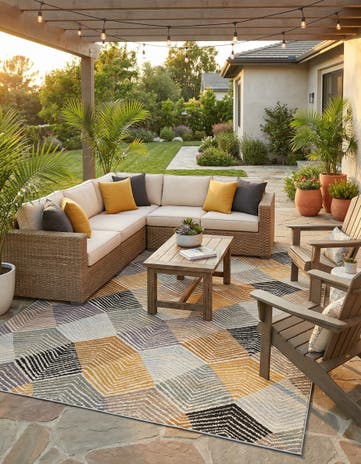 6' x 9' Easy-Clean Modern Indoor / Outdoor Rug