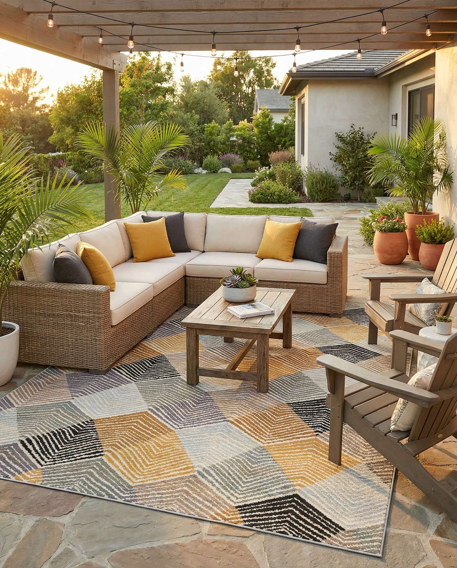 6' x 9' Easy-Clean Modern Indoor / Outdoor Rug