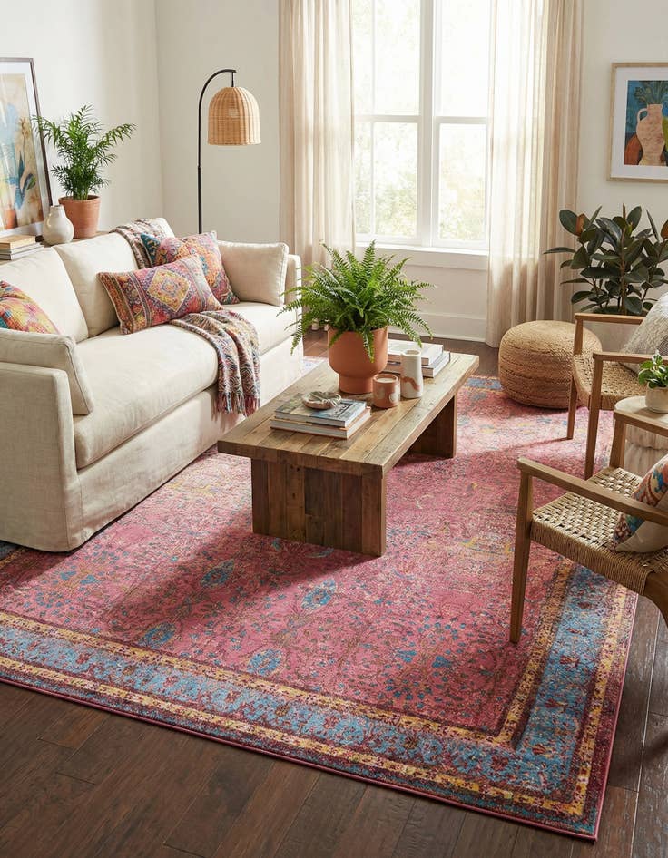 Detail image of 10' x 13' 1  Washable Traditional Indoor / Outdoor Rug