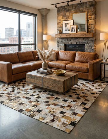 5' 1 x 8' Cowhide Stocks Rug
