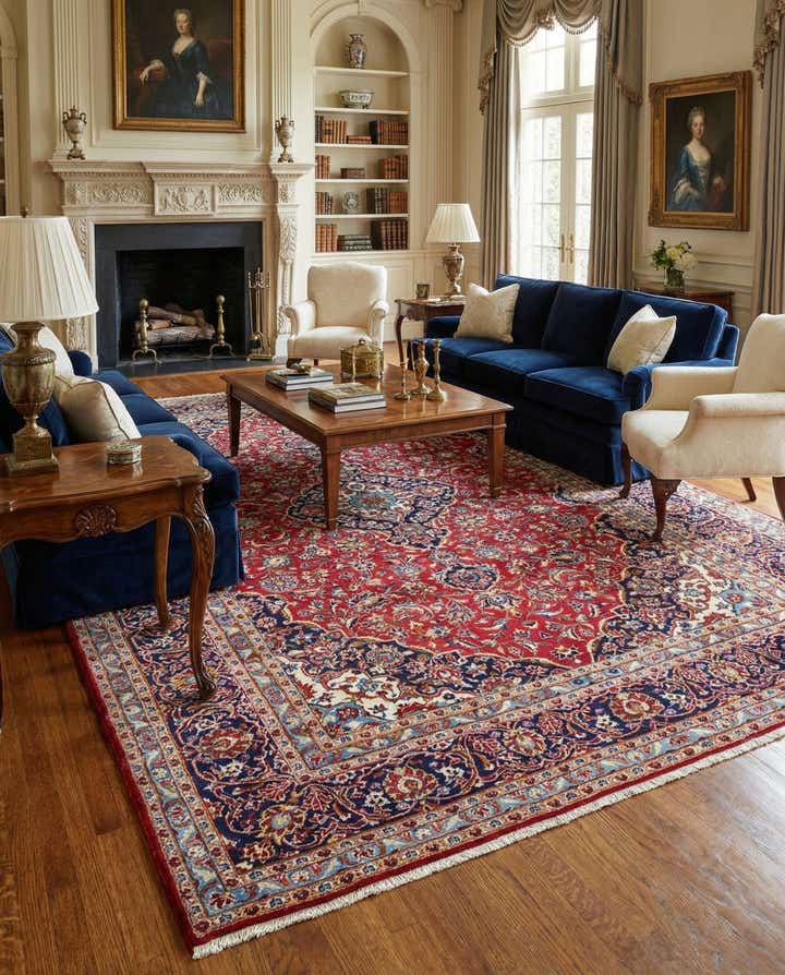 9' 9 x 13' Hand Knotted Kashan Persian Wool Rug