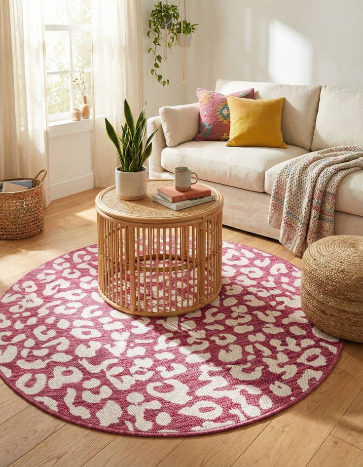 Detail image of 4' x 4'  Washable Safari Indoor / Outdoor Round Rug