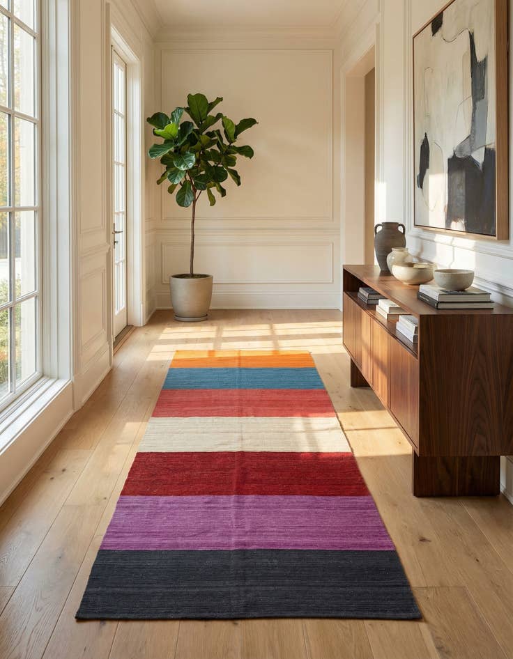 Detail image of 5' x 13' 4  Hand Woven Kilim Modern Wool Runner Rug