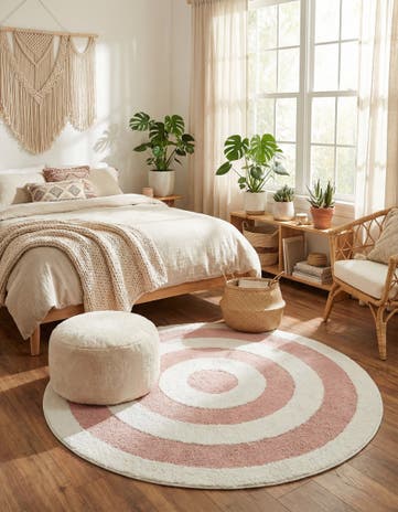 Pink Boho Round Rug