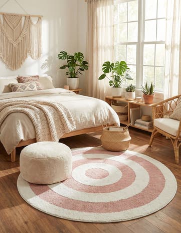 Pink Boho Round Rug