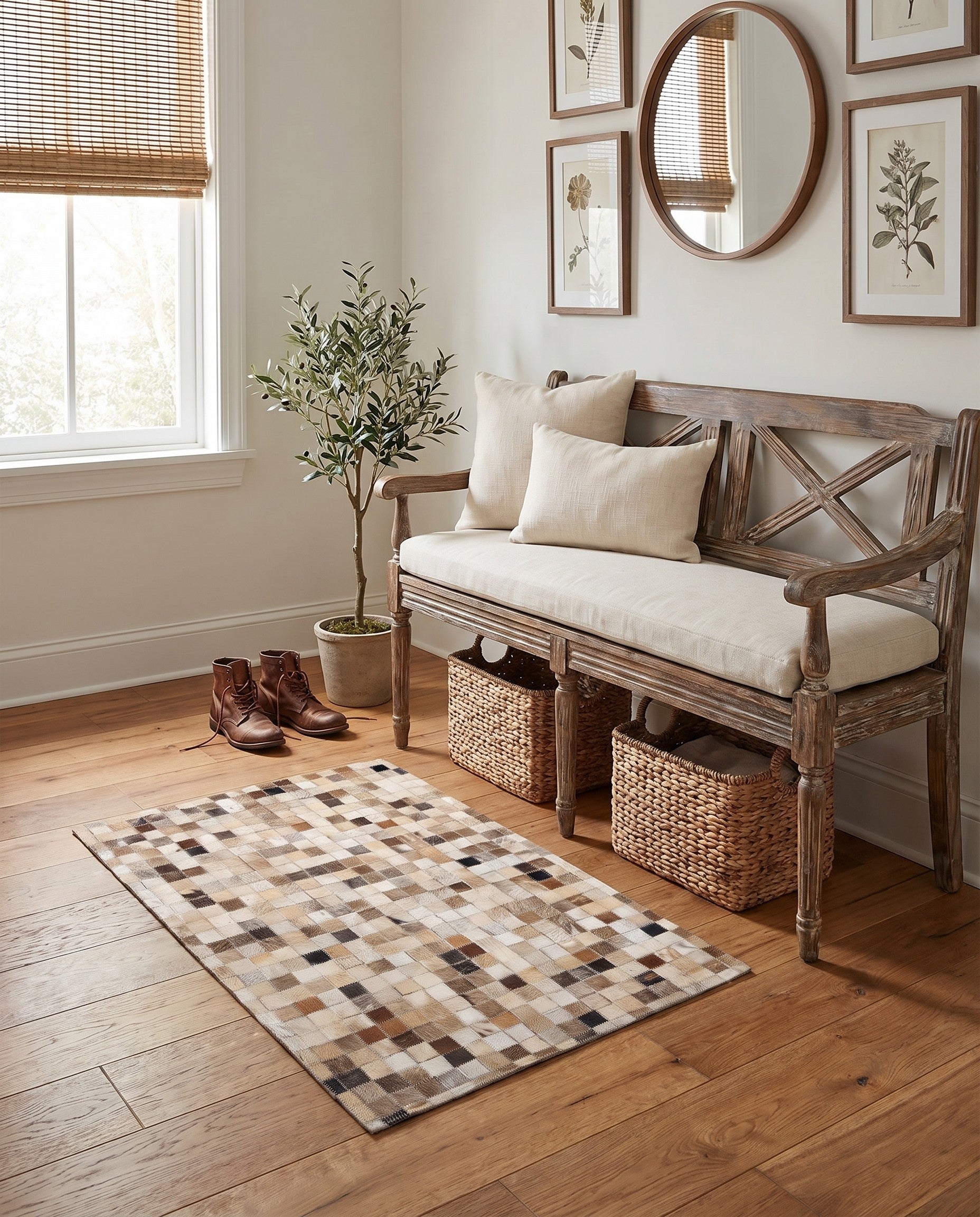 2' x 3' Cowhide Leather Rug