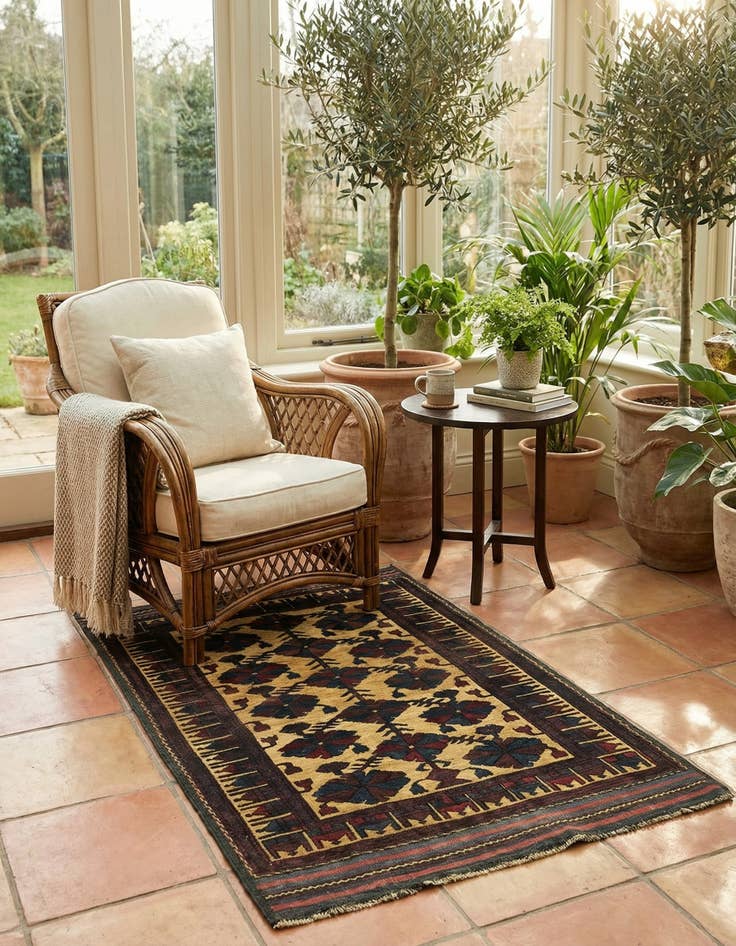 Detail image of  2' 10 x 4' 6  Hand Knotted Sumak Wool Rug