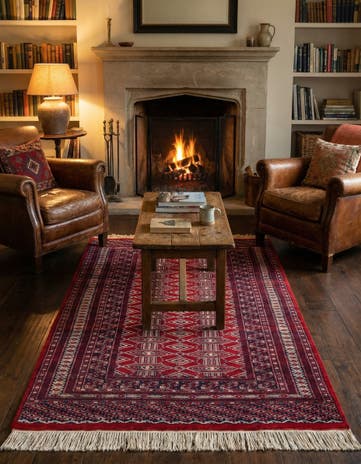 4' 1 x 6' 2 Hand Knotted Bokhara Oriental Wool Rug