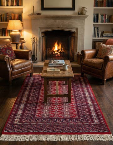 4' 1 x 6' 2 Hand Knotted Bokhara Oriental Wool Rug