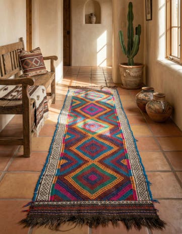 2' 1 x 8' 3 Hand Knotted Kilim Fars Persian Wool Runner Rug