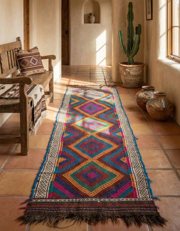 2' 1 x 8' 3 Hand Knotted Kilim Fars Persian Wool Runner Rug