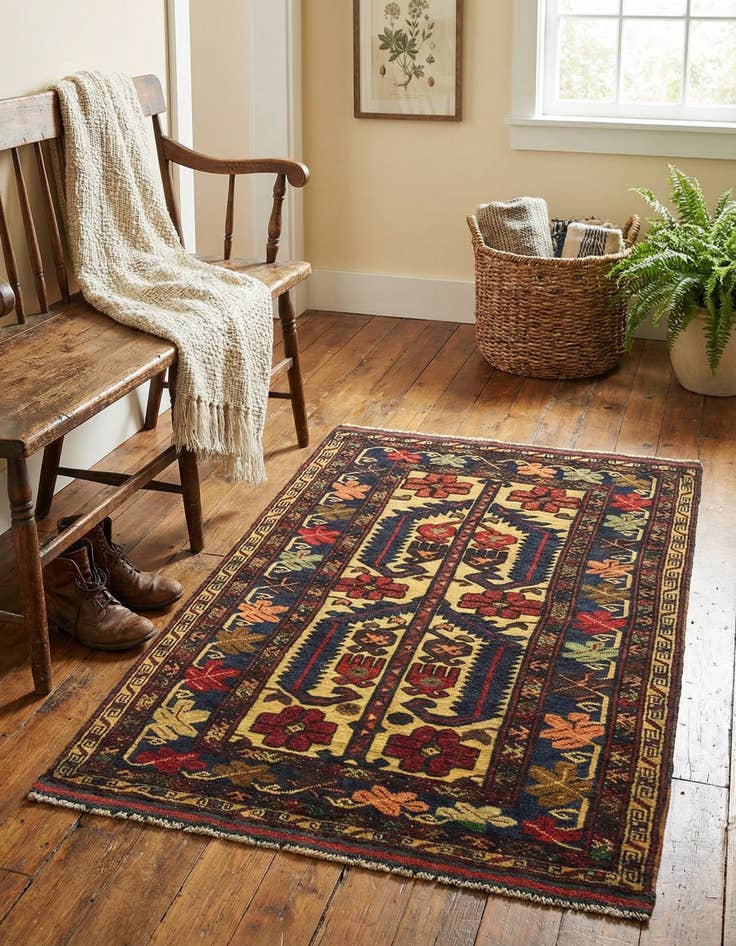 Detail image of  2' 9 x 4' 5  Hand Knotted Sumak Wool Rug