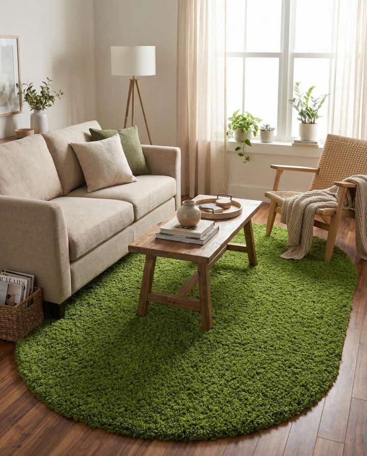 7' 10 x 10' Solid Shag Oval Rug