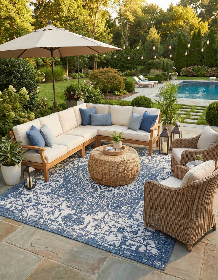 Detail image of 13' x 13' Easy-Clean Jill Zarin Dubai Indoor / Outdoor Square Rug