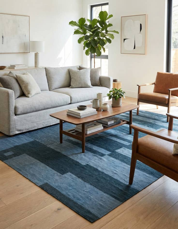 Detail image of 6' 4 x 9' 3 Hand Woven Kilim Modern Wool Rug