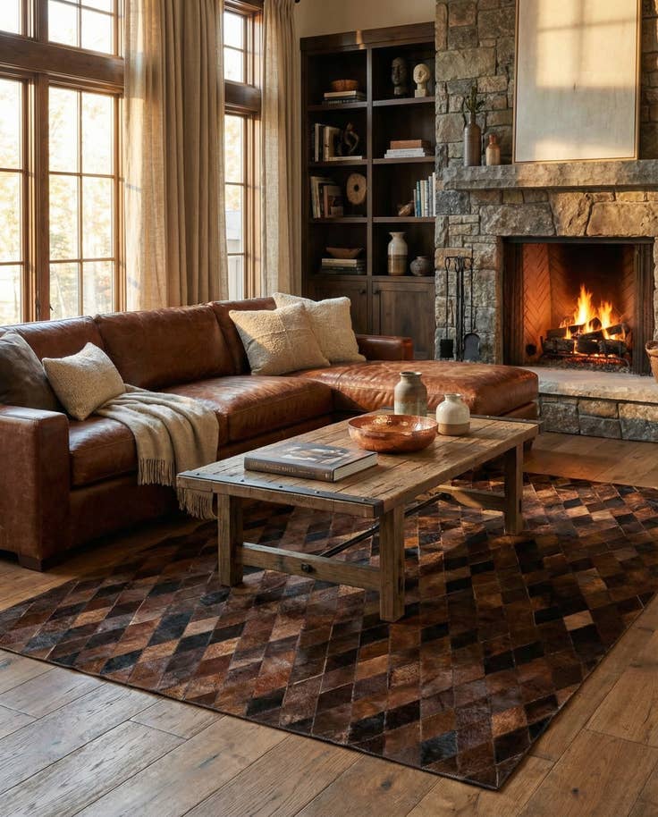 Detail image of 5' 8 x 7' 11 Cowhide Stocks Rug