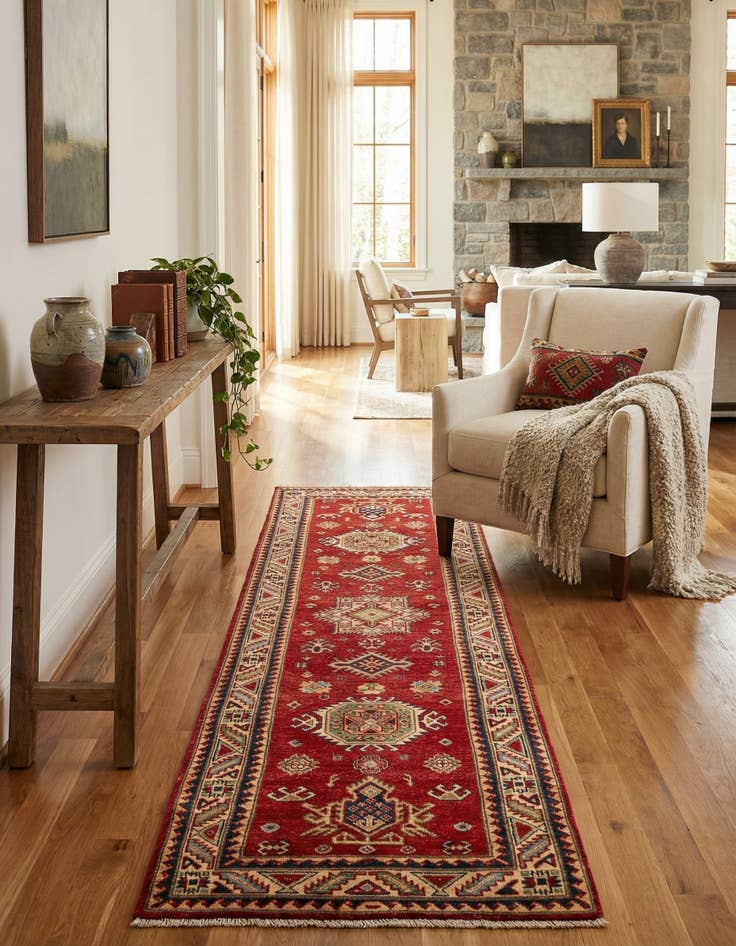 Detail image of 2' 8 x 9' 8  Hand Knotted Kazak Runner Rug