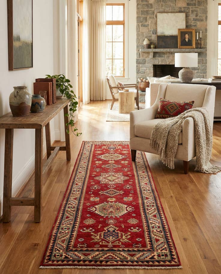 Detail image of 2' 8 x 9' 8 Hand Knotted Kazak Runner Rug
